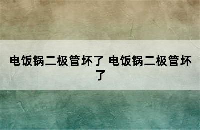 电饭锅二极管坏了 电饭锅二极管坏了